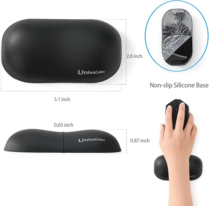 UnivoColors Design-Wave Set of Wrist Rest,Artificial Sheepskin+Memory Foam+Ergonomic+Anti-Slip Gel, Resilience Support During Work and Gaming,Keyboard Accessory,Tangerine