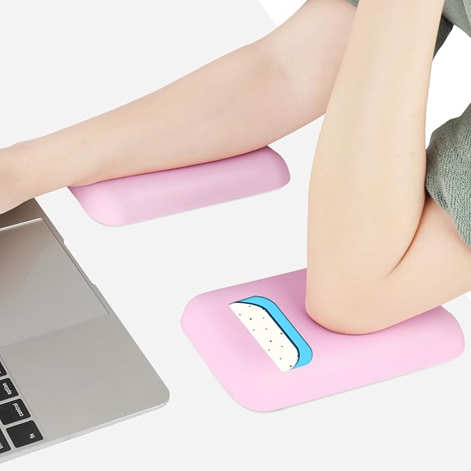 Leolee Elbow Rest Pads for Desk, Gel Ergonomic Wrist Rest Arm Rest Pads | Upgraded, Memory Foam, Non-Slip Base, Cushion Support Relieve Elbow and Wrist Pain for Computer, Office, 2 Packs, Pink