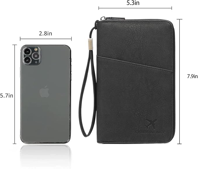 Family Passport Holder for Travel Women and Men RFID Blocking Passport Holder with Zipper Multi-functional Passport Wallet Passport Case Passport cover Travel Essentials