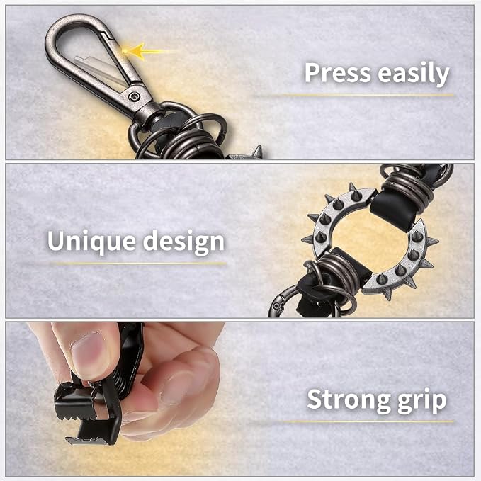 Heavy Duty Glove & Hat Clip with Carabiner, All-Metal Spring Clamp Work Glove Holder for Tool Belt, Harness, Backpack
