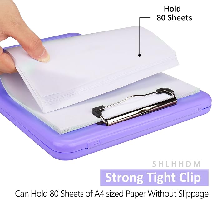 Clipboard with Storage,Storage Clipboard with Clip,Clipboards Foldable for Nurse,for 8.5x11 Paper Clip Boards,A4 Clipboards Case with Smooth Writing for Office Supplies Clip Board Case-Pale Purple
