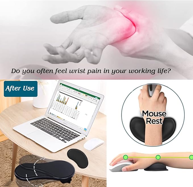 Computer Arm Rest for Desk, 180° Swivel Ergonomic Elbow Arm Support Desk | Adjustable Desk Extender Tray, Clamp On Desk Arm Rest, With Wrist Rest for Mouse, Easy To Install, Home & Office, Black