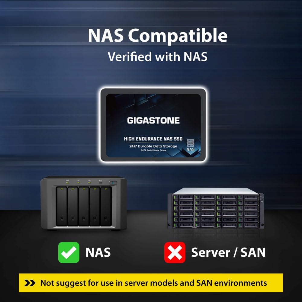 Gigastone 512GB NAS SSD Drive (2-Pack) 24/7 Durable TLC High Endurance RAID Data Storage Network Attached Storage 2.5" SATA Internal Solid State Hard Drives