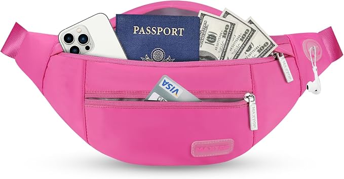 MAXTOP Fanny Packs for Women Mom Rose Red Belt Bag with 4-Zipper Pockets | Adjustable Strap,Key Chain,Waist Pouch Belt Bag for Gym Workout Running Travelling Hiking Dog Walking