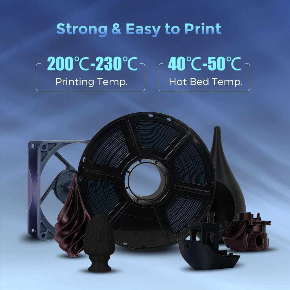 FLASHFORGE Carbon Fiber PLA Filament 1.75mm, Carbon Fiber Reinforced PLA 3D Printer Filament, 1KG Spool Dimensional Accuracy +/- 0.02mm, High Strength & High Abrasion-Resistance (PLA-CF Midnight Blue)