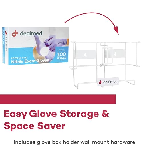 Dealmed 787132 Glove Box Holder - Universal - Wall Mount Dispenser | Powder Coated Alloy Steel, 2-Box Capacity, Open Wire Design, 11.8 x 4.3 x 7.7 in, Mounting Hardware Included