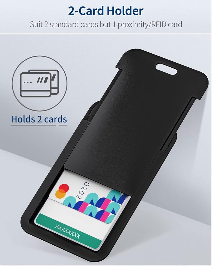 Uniclife 3 Pack Sliding Vertical Badge Holders for Office School IDs | Hard black sliding vertical case with clear window protects ID, credit, proximity key cards and drivers licenses.