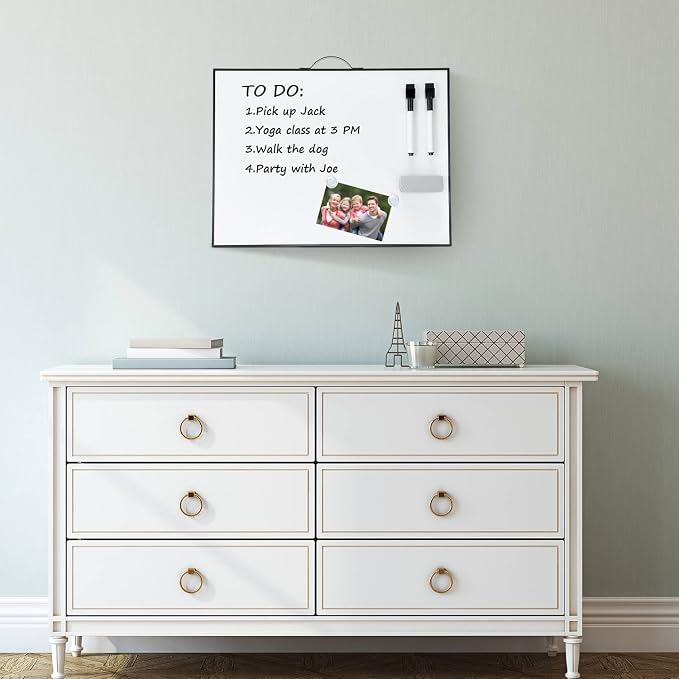 Small White Board - 12 X 16 Inches Portable Aluminum Frame Magnetic Dry Erase Board with Holder, to Do List Notepad for Office, Home, School