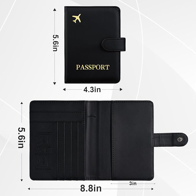 Passport Holder with AirTag Slot, Travel Passport Book Wallet | RFID Blocking, PU Leather, Cards Pocket, Cash Pocket, Passport Case, Women Men Travle Gifts, Travel Essentials
