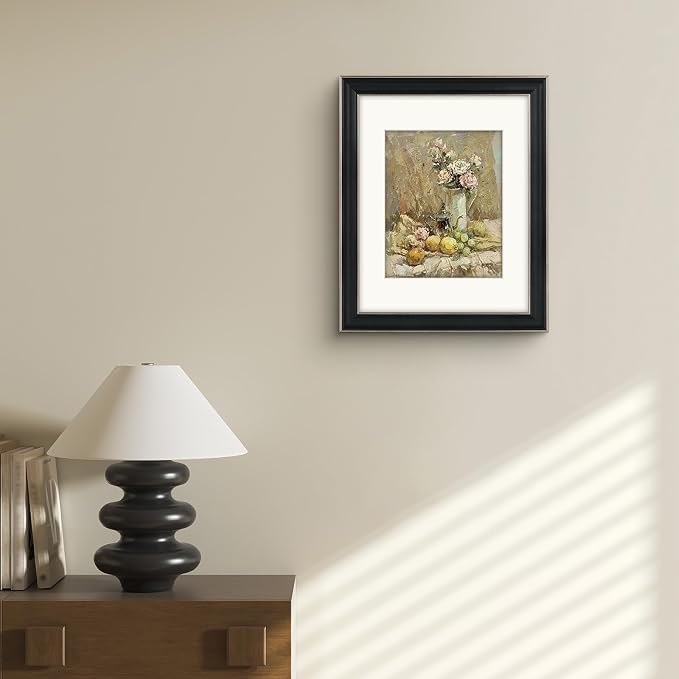Golden State Art, 11x14 Photo Frame with Mat for Pictures 8x10 and Real Glass (Silver-Beige with Black-Dark Brown Inner Panel & Pewter Panel with Ivory Color Mat, 1.25 Inch Frame Border)