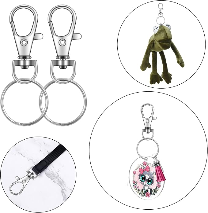 104PCS Swivel Snap Hooks with Key Rings, Metal Lobster Claw Clasp, Keychain Rings for Crafts(Silver, 1.37inch(36mm)