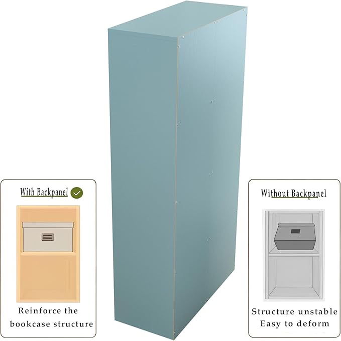 OSCHF 8-Cube Storage Shelf Bookcase - Wooden 4-Tier Floor Standing Open Bookshelf, Modern TV Stand up to 55 Inchs for Home and Office, Light Blue