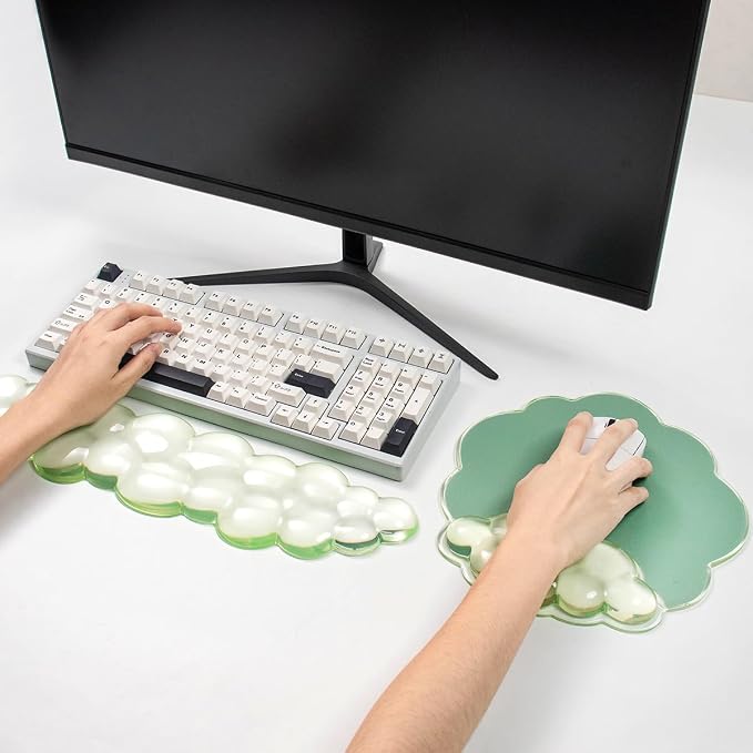 Cloud Wrist Rest and Cloud Mouse Pad for Keyboard and Mouse Pain Relief | Cooling Comfort Pain & Fatigue Relief Easy to Clean Office Accessories