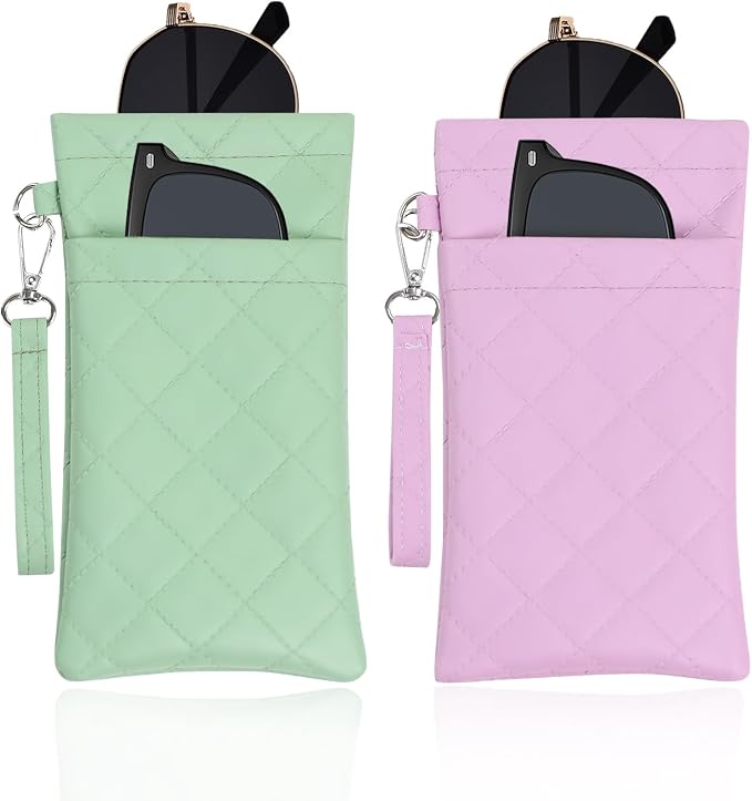 Double Eyeglass Case Soft Dual Glasses Case for Women Men Travel Squeeze Top Sunglasses Cases Eyeglasses Pouch