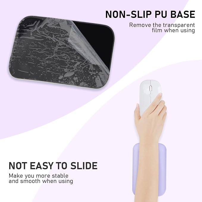 Leolee Elbow Rest Pads for Desk, Purple Ergonomic Wrist Rest Arm Rest Pads | Memory Foam & Non-Slip Base, Armrest Cushion Support Pad Relieve Elbow and Wrist Pain for Computer, Office, 2 Packs