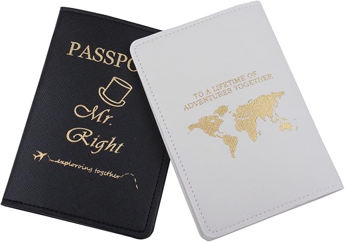 passport holder mrs and mr, Passport Wallets Travel Holder Set,Honeymoon gift, Wedding Bridal Shower Gift,Travel Luggage Tags Passport Cover (Mr. Right and Mrs. Always Right)