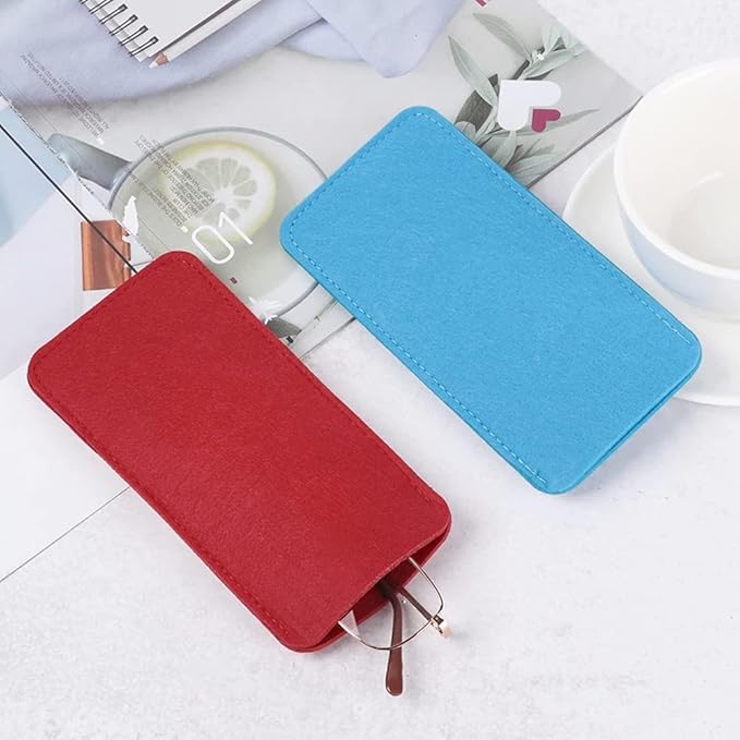 7 Pcs Soft Felt Slip In Eyeglass Cases Portable Travel Glasses Pouch for Men Women