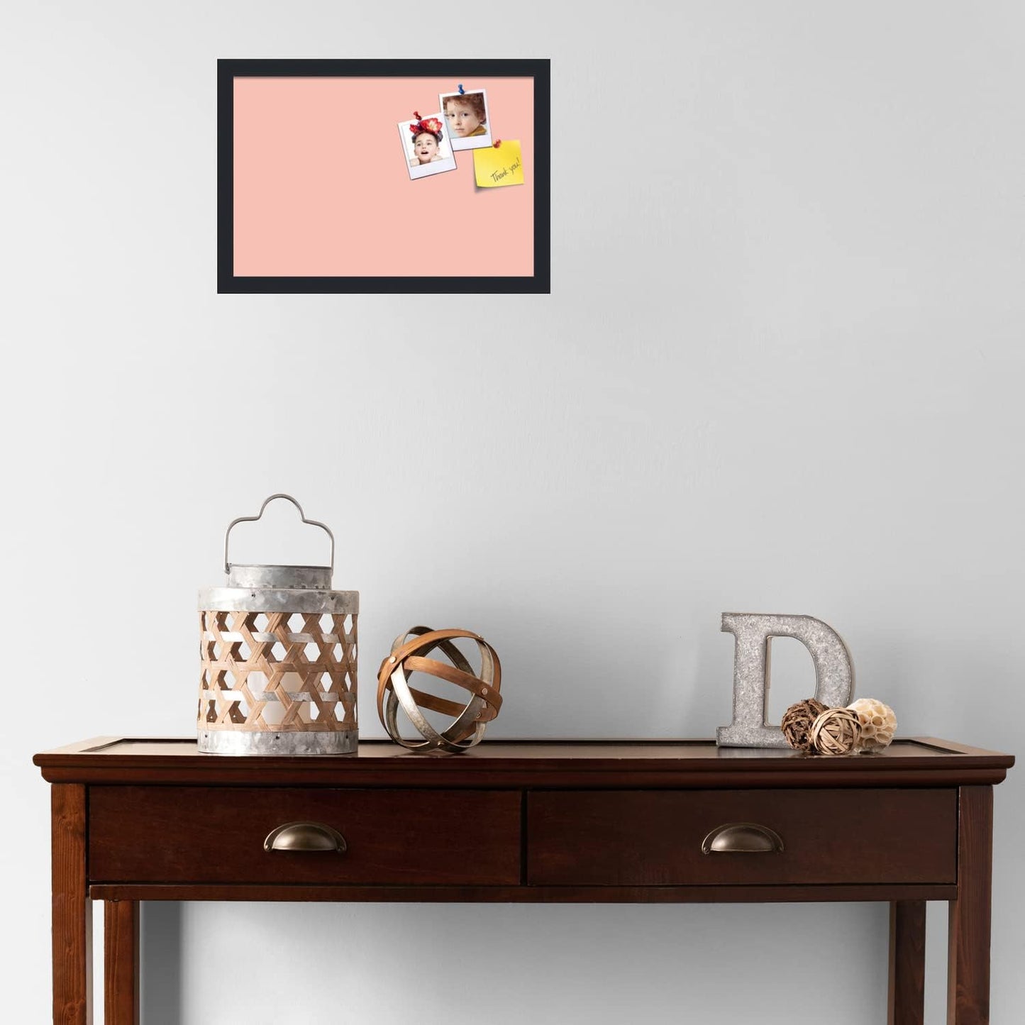PinPix 18x12 Inch Cork Bulletin Board. This Decorative Framed Pin Board Comes with Pink Pastel Design and a Satin Black Frame. Ideal for Home Office Decor or Message Board (PinPix-1813)