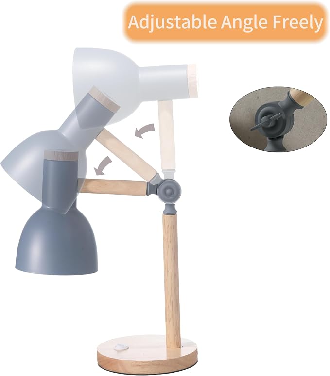 Adjustable Wooden Arm Desk Lamp, Table Lamp for Reading office Bedroom | Dorm Lamp,Bedside Lamp,Reading Lamp,Lamp for Home Office