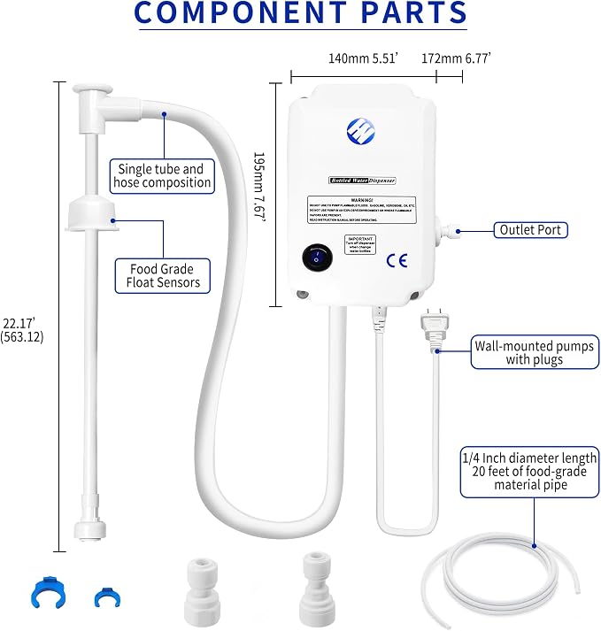 Bottled Water Dispenser Pump System for Home，2L Flow Drinking Water Pump Dispensing Single Inlet for 5 Gal，110V Electric Water Jug Bottle Pump for Coffee Ice Machines Refrigerator Faucet