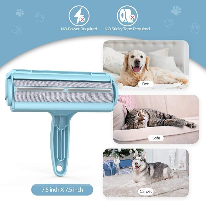 DELOMO Pet Hair Remover Roller, Reusable Lint Roller for Dog and Cat Hair | Portable Pet Hair Roller with Large Fur Bin, Fast Cleaning for Couches, Bedding, Rugs, Car Seats and Furniture, No Batteries