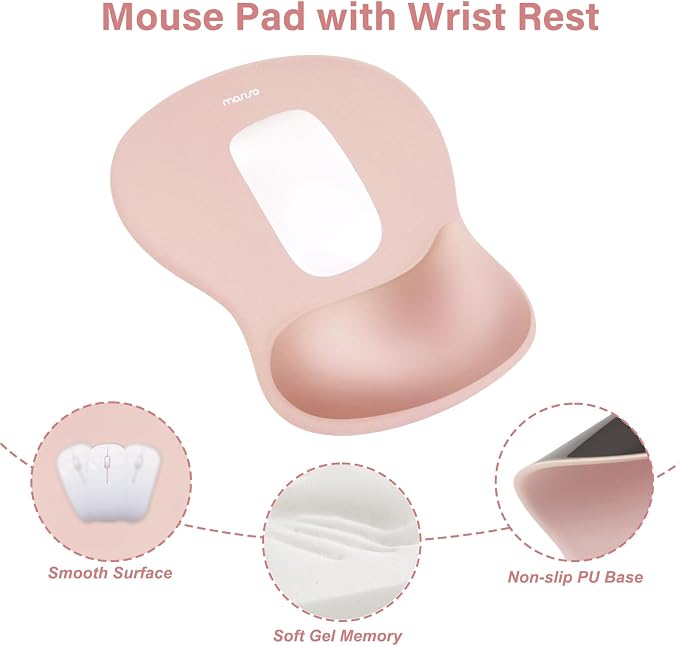 MOSISO Wrist Rest Support for Mouse Pad & Keyboard Set, Peach Fuzz | Ergonomic Mousepad&Coaster, Non-Slip Base Home/Office Rectangular Easy Typing Pad with Soft Cloth&Curved Memory Foam