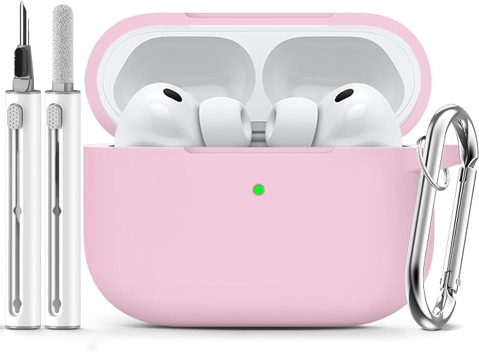 Ljusmicker for AirPods Pro 3 Case 2025 with Cleaner Kit,Light Pink | Soft Silicone Protective Cover for Apple AirPod Pro 3rd Generation Case with Keychain for Women Men,Shockproof