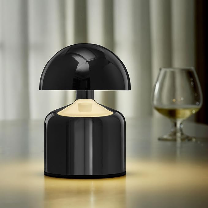 SAIWEYA Modern Cordless Mushroom Small Table Lamp, Dimmable Touch Battery | 3-Way Dimmable, Mini Rechargeable LED Desk Lamp, Night Light, Bedside Nightstand Lamps for Bedroom, Living Room