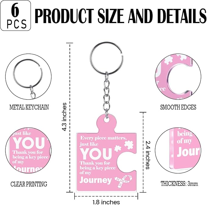 Team Appreciation Gifts Bulk Thank You Keychains for Coworkers | Gift Set for Employee, Staff, Teachers, Teamwork Puzzle Piece Keyring, Acrylic