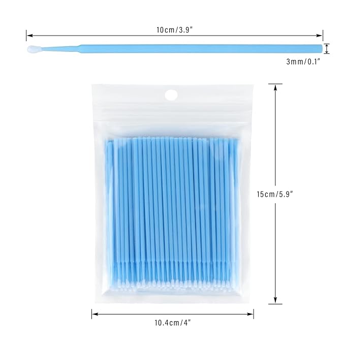 G2PLUS Micro Swabs, Disposable Micro Applicator Brushes and Swabs 100PCS | Blue Tips for Lash Extension Prep, Nail Art Cleanup, Makeup Correction, Eyeliner Detailing, Brow Tinting and Salon Beauty Use