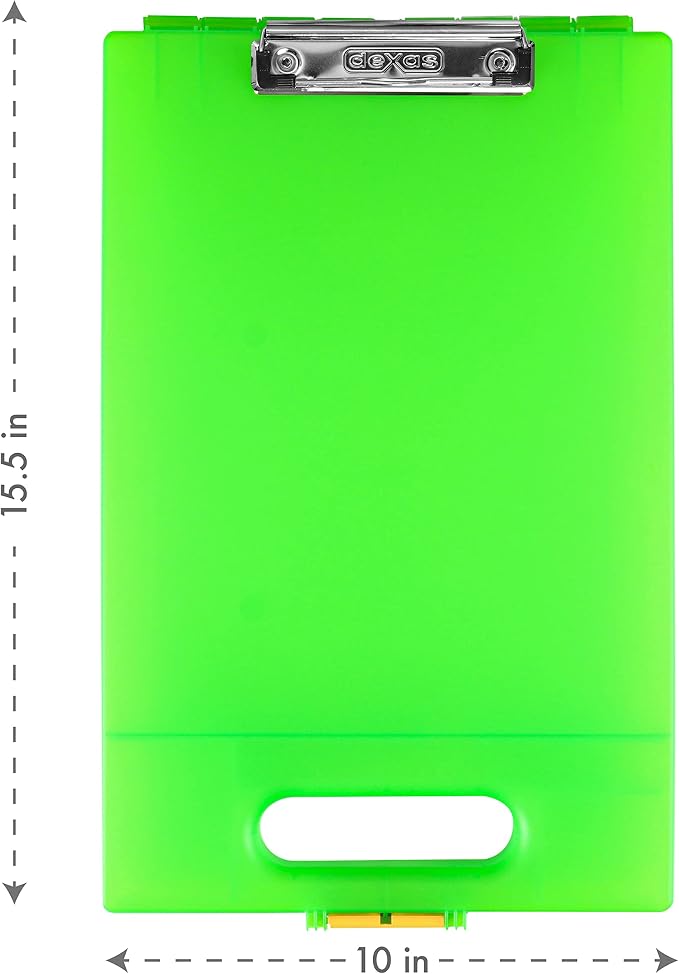Dexas Clipcase Storage Clipboard with Handle, Lime Green