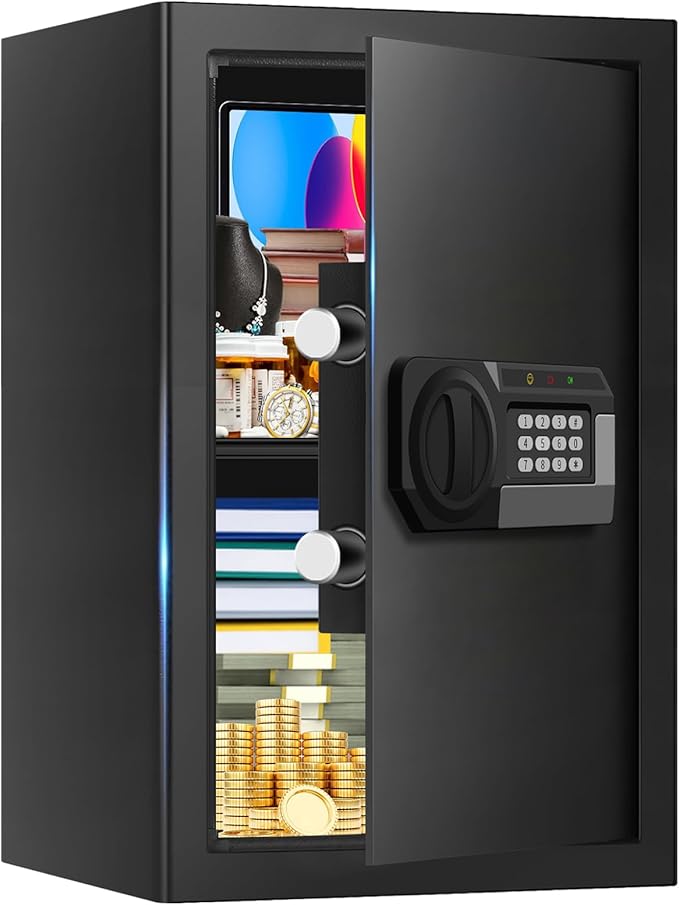 3.4 Cuft Large Safes for Home Use Fire and Water Proof, Anti-Theft Digital Security Safe Box with Electronic Keypad and Key, Fire Proof Safe for Home Documents Firearm Medicine Money Valuables