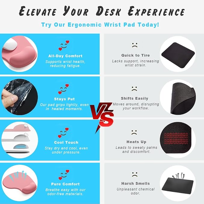 Office Mousepad with Gel Wrist Support - Ergonomic Gaming Desktop Mouse Pad Wrist Rest - Design Gamepad Mat Rubber Base for Laptop Computer -Silicone Non-Slip Special-Textured Surface (04Brown)