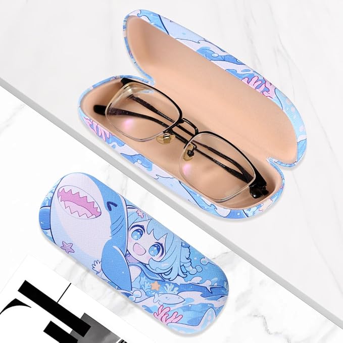 PERFECTSIGHT Hard Shell Eyeglasses Case, PU Leather Protective Glasses Case, Cute Eyeglass Case for Women Men Girls