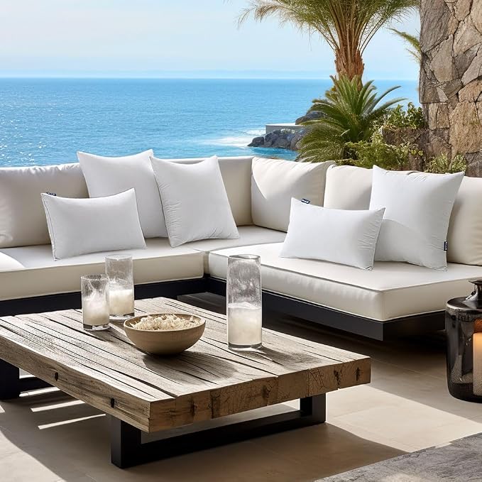 MIULEE 26x26 Euro Outdoor Pillow Inserts Set of 2, Waterproof Throw Pillows | Decorative Throw Pillows Inserts, Water-Resistant Garden Pillow Form for Patio Sofa Couch