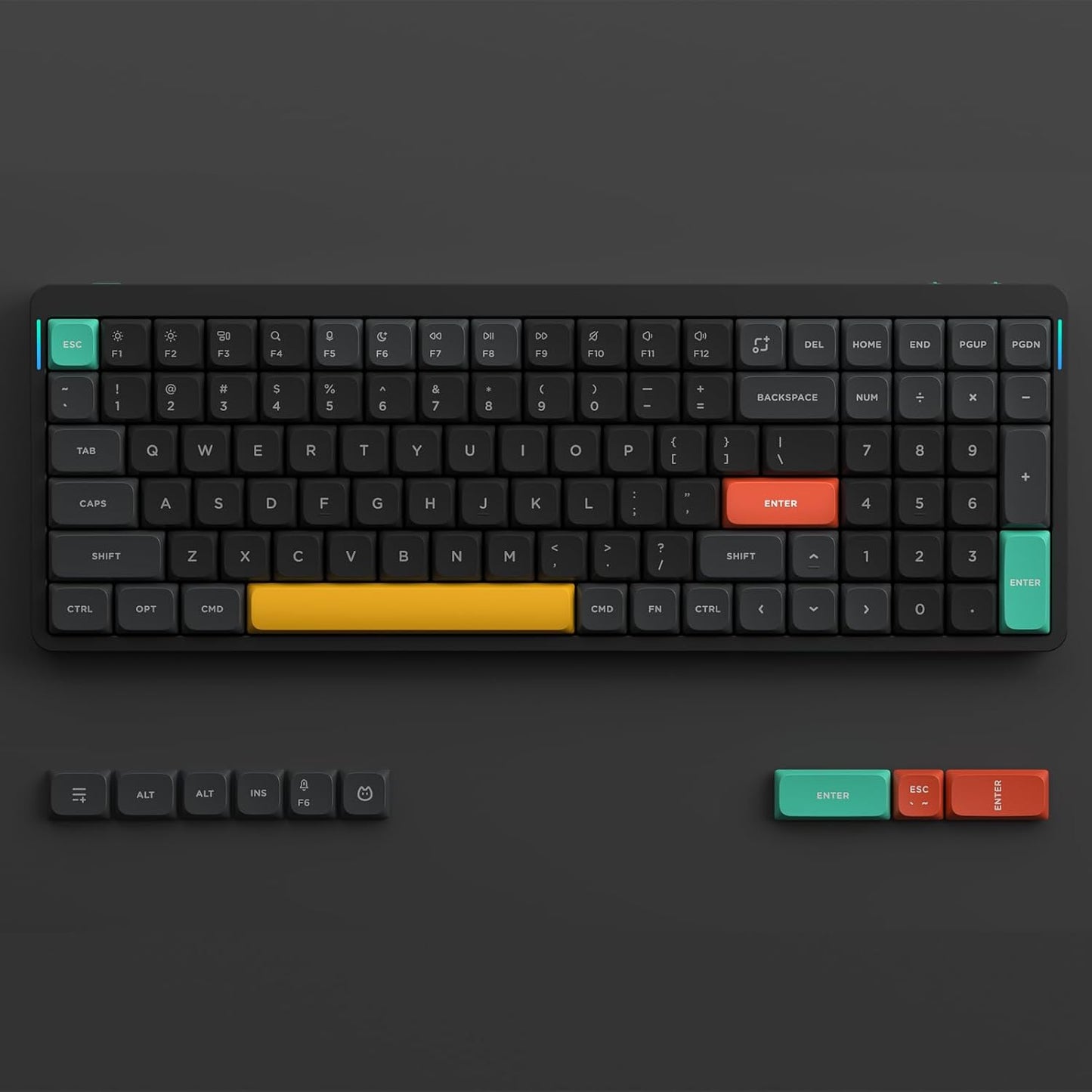 nuphy Air96 V2 Wireless Mechanical Keyboard,100 Keys RGB Backlit Keyboard,Supports Bluetooth 5.1,2.4G and Wired Connection,for PC/Laptop/Windows/Mac -Black Gateron Blue Switch