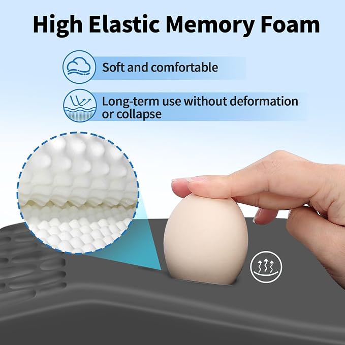 YIWEI Ergonomic Mouse Pad with Wrist Rest for Carpal Tunnel Pain Relief | Memory Foam Wrist Support,Non-Slip Rubber Base, Keyboard Computer Mousepad,Lycra Cloth Surface,Gaming Home Office