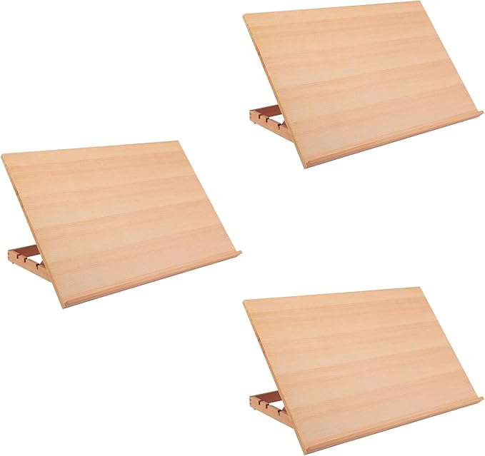 SoHo Urban Artist Extra Large 19.75" x 29.5" - 3 Pack - Adjustable Portable Drawing Board Stand Easel, 5 Positions, Natural Beechwood Finish