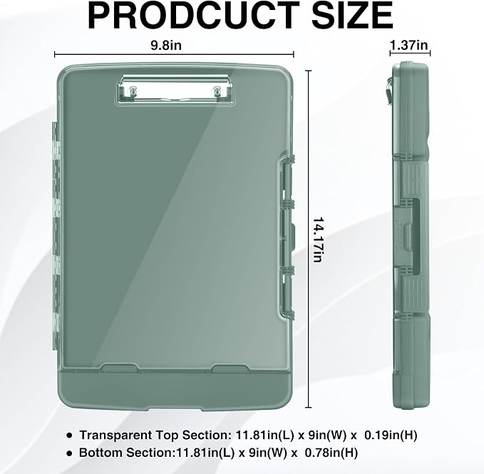 Sooez Original Clipboard with 2 Storage & Pen Holder, Heavy Duty Clip Boards 8.5x11 with Dual Storage, Clearview Dry Erase Coach Clipboard with Real Hinge, High Capacity, School & Office Supplies