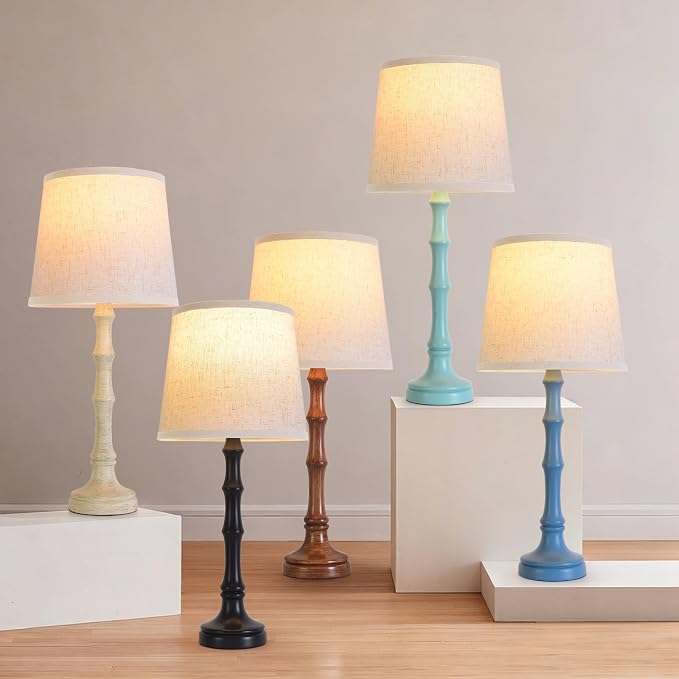 Lamps Set of 2 Modern Farmhouse Table Lamp Bedside Reading Lamps Living Room End Tables Set Lamps for Night Stands Bedroom Night Lamp,High 26.25 Inch,Green,With Fabric Lamp Shade,Bulb Not Included