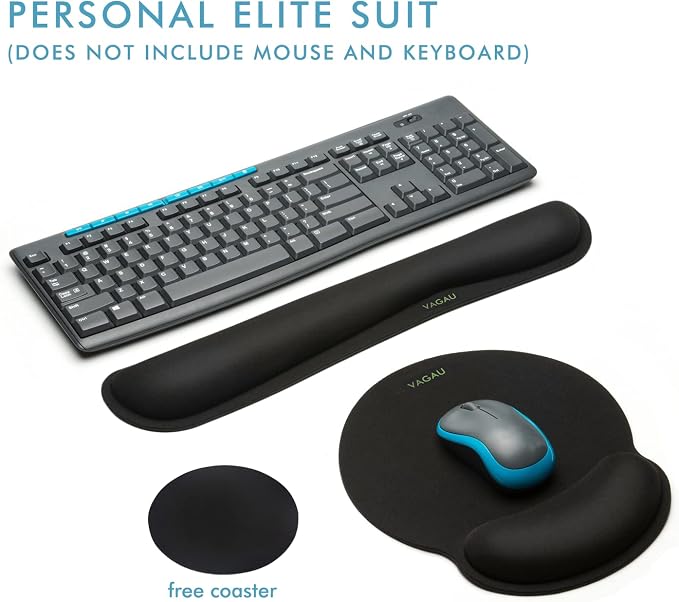 VAGAU Premium Keyboard Wrist Rest and Mouse Pad Wrist Support | Ergonomic Memory Foam Set for Office, Laptop, Mac, Computer and Gaming, Comfortable Typing &Wrist Pain Relief