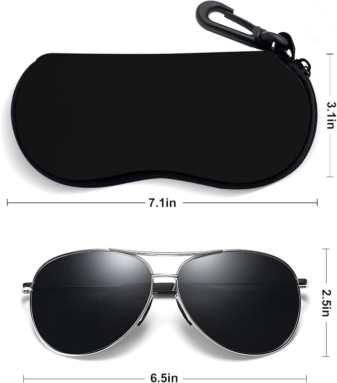 Sunglasses Soft Case, Ultra Light Portable Neoprene Zipper Glasses Case for Men Women