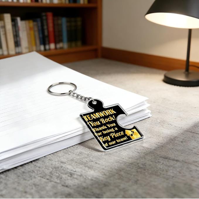 Team Appreciation Gifts Bulk Thank You Keychains for Coworkers | Gift Set for Employee, Staff, Teachers, Teamwork Puzzle Piece Keyring, Acrylic
