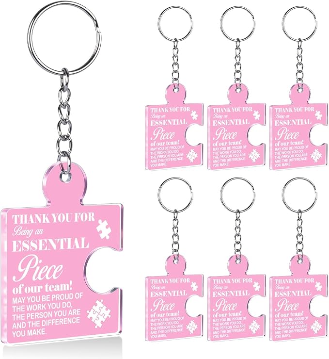 Team Appreciation Gifts Bulk Thank You Keychains for Coworkers | Gift Set for Employee, Staff, Teachers, Teamwork Puzzle Piece Keyring, Acrylic