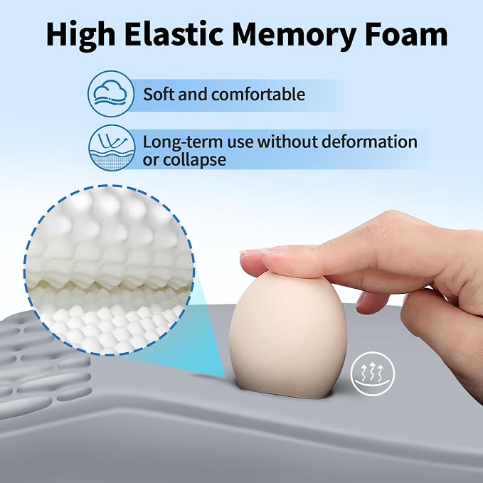 YIWEI Ergonomic Mouse Pad with Wrist Rest for Carpal Tunnel Pain Relief | Memory Foam Wrist Support,Non-Slip Rubber Base, Keyboard Computer Mousepad,Lycra Cloth Surface,Gaming Home Office