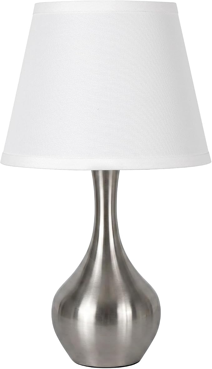 16.1" Touch Table Lamp for Nightstand, 3 Way Dimmable Small Bedroom Lamp | Touch Control, Bulb Included, Silver Bedside Lamps for Desk, Night Stands, Living Room, End Table, Corded