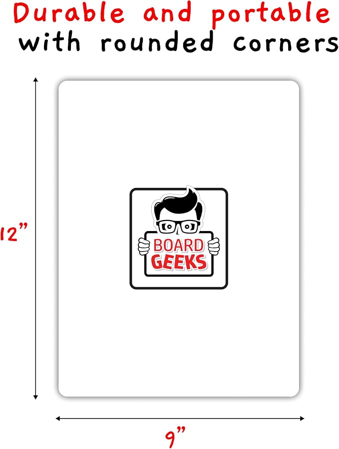 Board Geeks 6 Small Dry Erase Board for Kids - Mini White Board for Students and Teachers - Durable and Portable Individual Whiteboard with Rounded Corners - Double Sided (9x12 Inches) (Pack of 6)