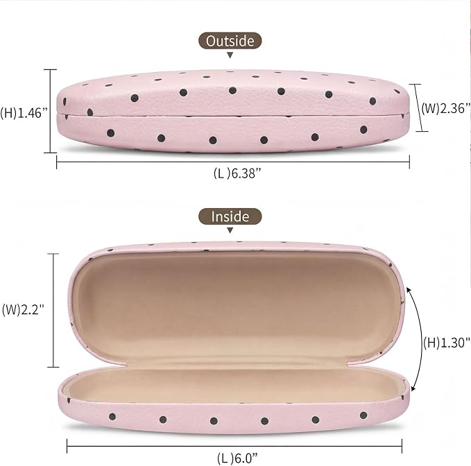 Glasses Case Hard Shell, Cute Sunglasses Case for Women Leather Protective Case for Eyeglass with Cleaning Cloth