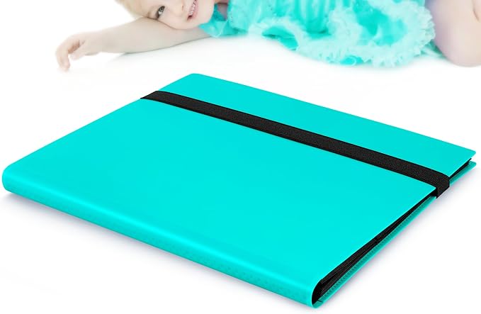 【2026】Trading Card Binder 9 Pocket, Premium Sports Collection Binder Game Cards Book with Sleeves Side Loading, Anti-open Strap Double Sided Waterproof 360 Card Folder