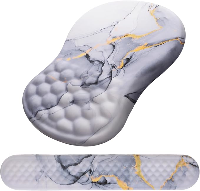 Ergonomic Mouse Pad with Wrist Support and Keyboard Wrist Rest Set | Memory Foam Wrist Cushion, Non-Slip PU Base, Massage Design, Relieves Wrist Pressure for Work, Gaming & Office Use